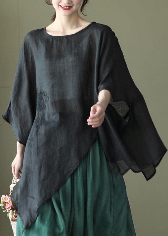 Damen Asymmetrisches Design Besticktes Oberteil 0