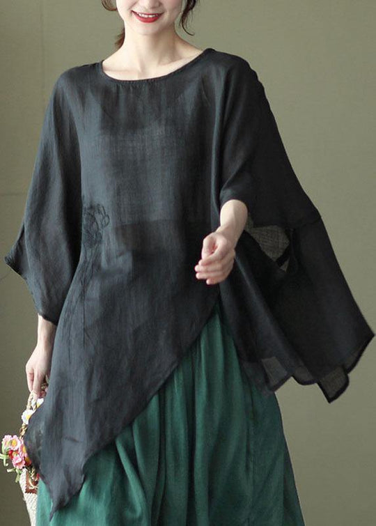 Damen Asymmetrisches Design Besticktes Oberteil 0