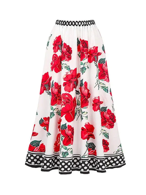 Damen Badeanzug mit Rock und Blumenmuster 3