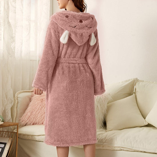Damen Bademantel Weich und Warm aus Mikrofaser 9
