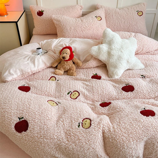 Damen Bettwäsche-Set 135x200 mit Hasenstickerei und Wendbarem Design 2