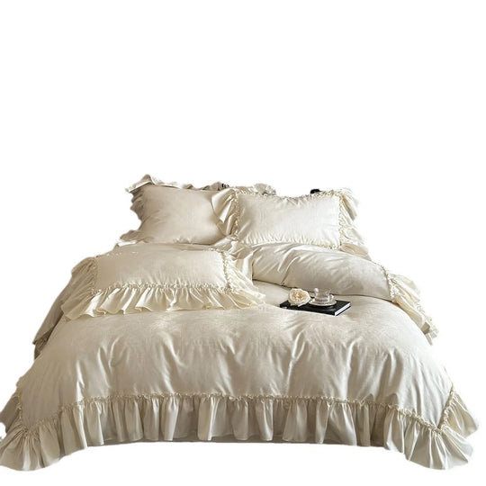 Damen Bettwäsche Set 180x200 mit Jacquardstickerei und Chiffonrüschen 5