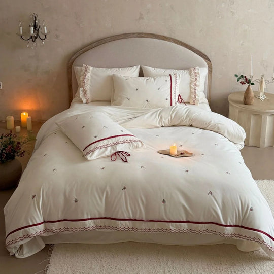 Damen Bettwäsche Set Bestickt Mit Blumenmuster Und Muschelkanten 135x200 200x220 200x200 0