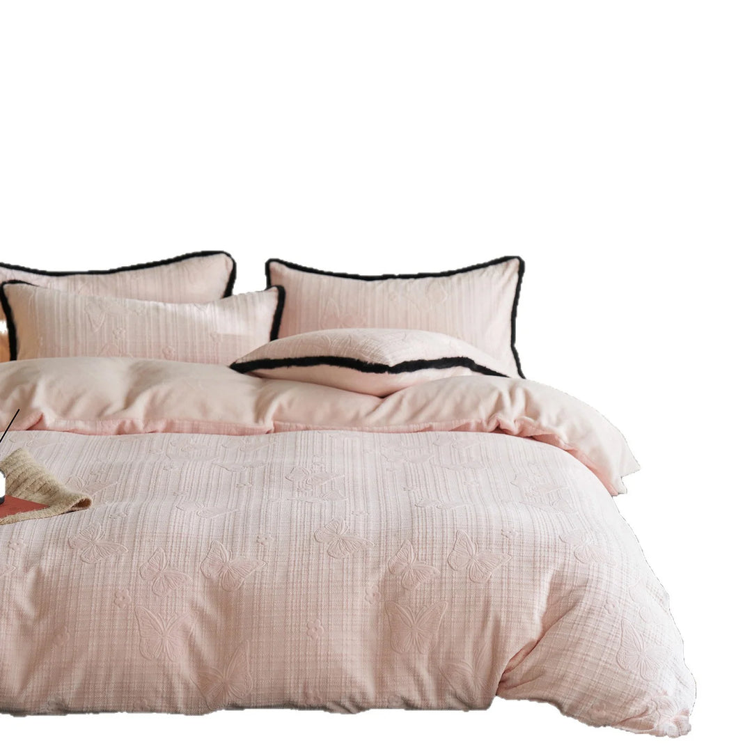 Damen Bettwäsche Set mit Schmetterlingsmotiv und Steppdesign 5