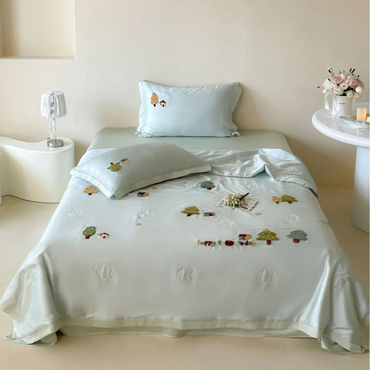 Damen Bettwäsche Set mit Zarter Teddy-Stickerei und Satinsaum 6