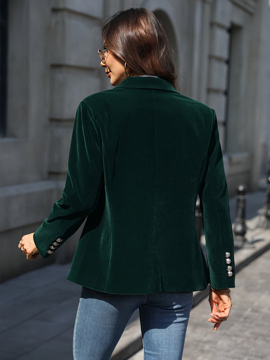 Damen Blazer Retro Elegant Ein-Knopf Samt 5