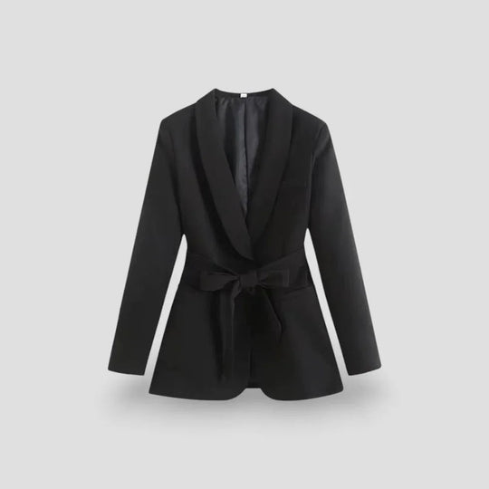 Damen Blazer mit Schalkragen und Gürtel 1