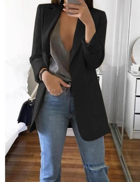 Damen Blazermantel Lang für Herbst 4