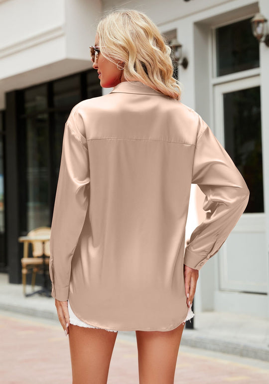 Damen Bluse Satin Chic Fließend 2