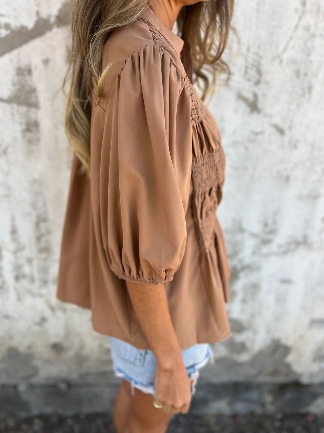 Damen Bluse mit Falten und entspannter Passform 4