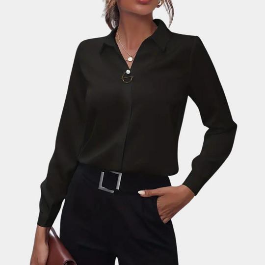Damen Bluse mit klassischem Kragen und langen Ärmeln 6