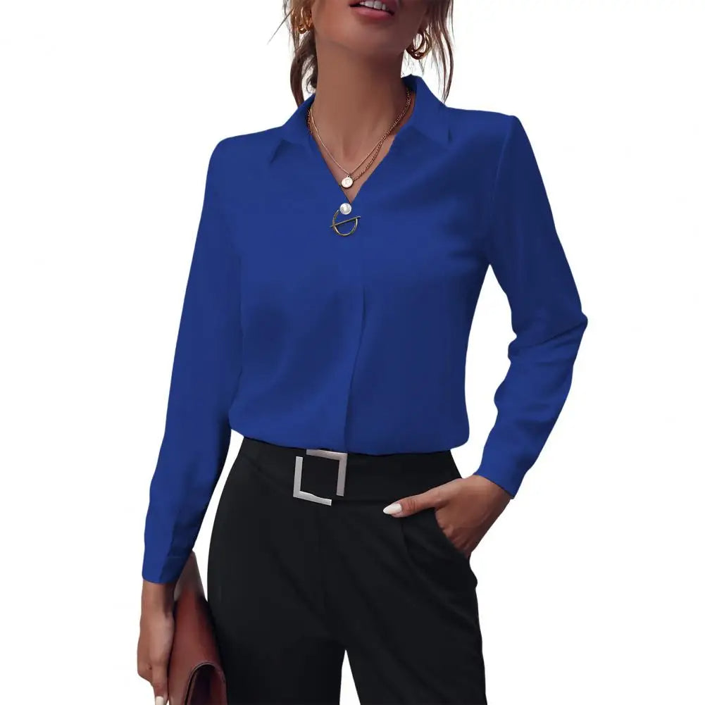 Damen Bluse mit klassischem Kragen und langen Ärmeln 7