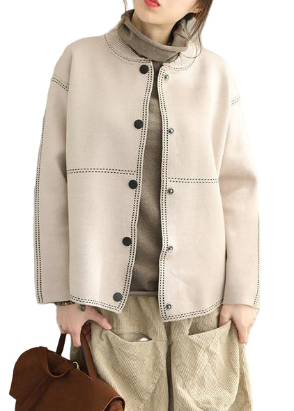 Damen Button-Down Pullover Mantel Lässig 0
