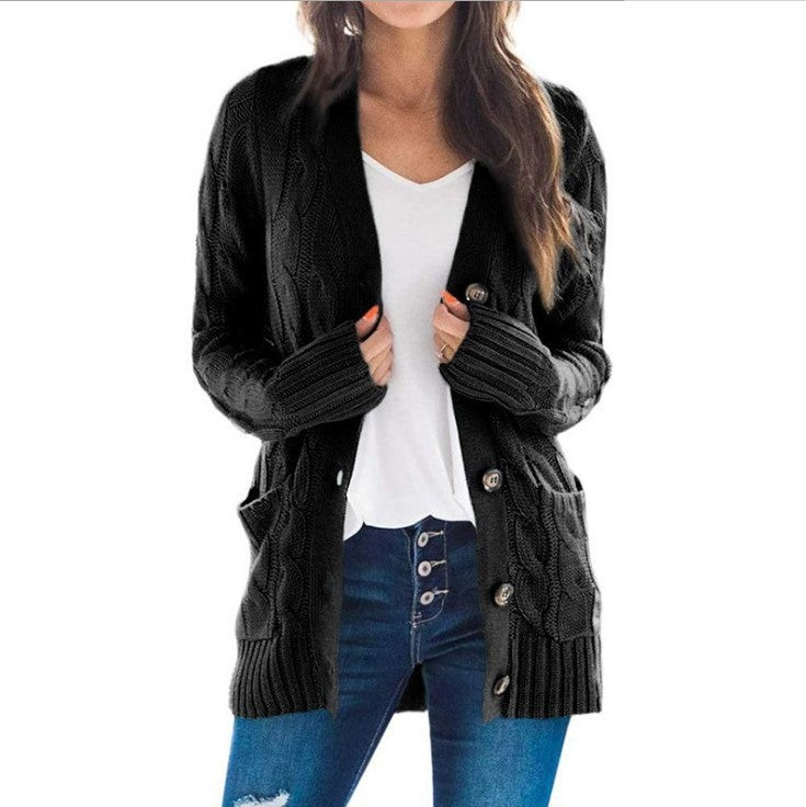 Damen Cardigan Lange Strickjacke Lässiger Stil 2