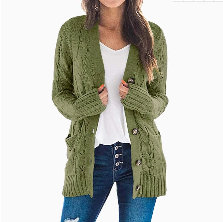 Damen Cardigan Lange Strickjacke Lässiger Stil 3