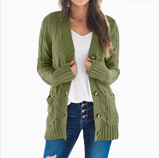 Damen Cardigan Lange Strickjacke Lässiger Stil 3
