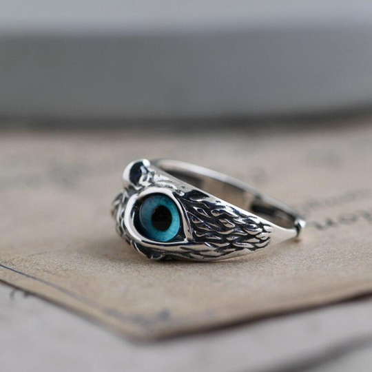 Damen Charmsring mit Eulenmotiv und Opalstein 1
