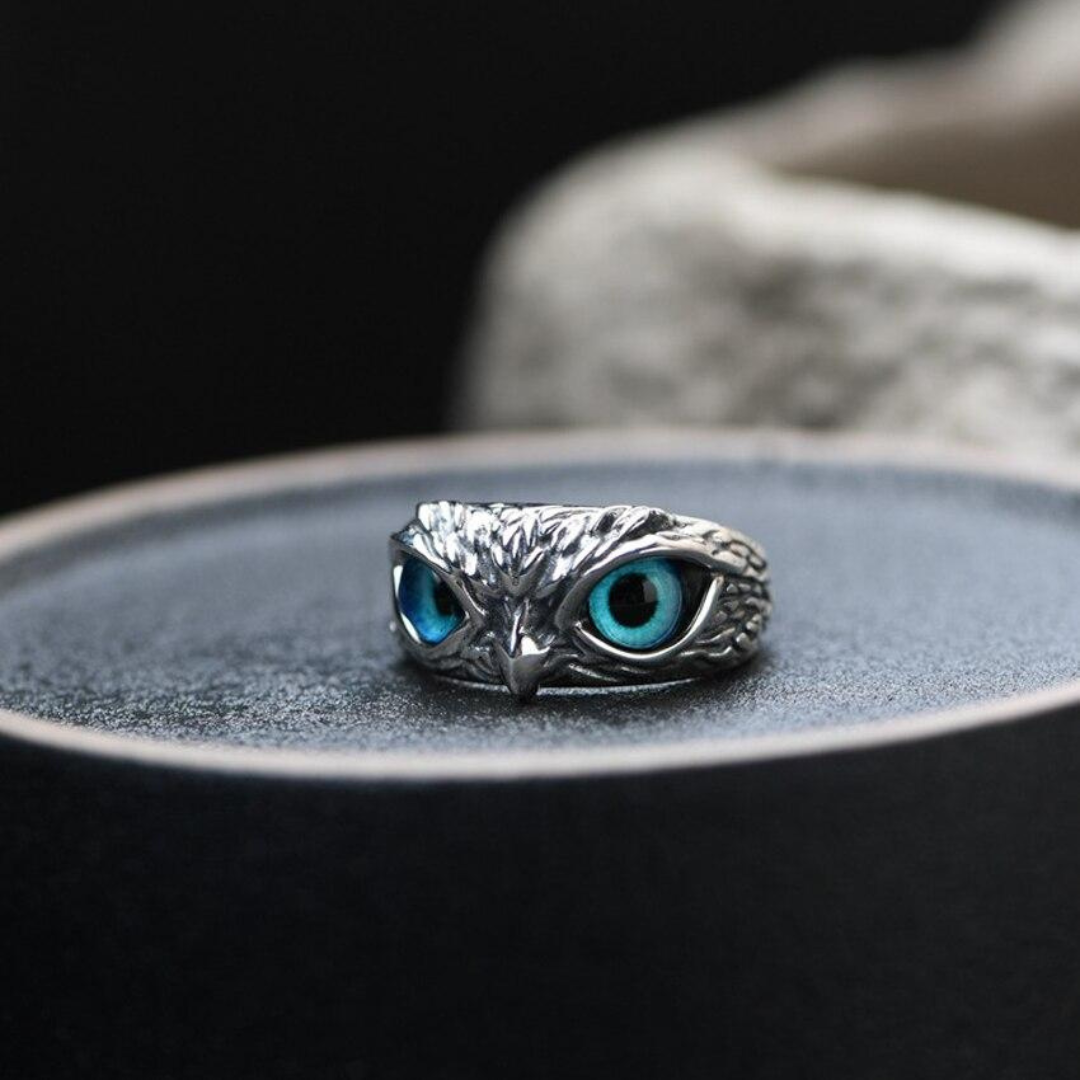 Damen Charmsring mit Eulenmotiv und Opalstein 2