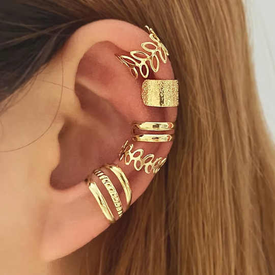 Damen Clip-On Ohrmanschetten Set Blattdesign 0