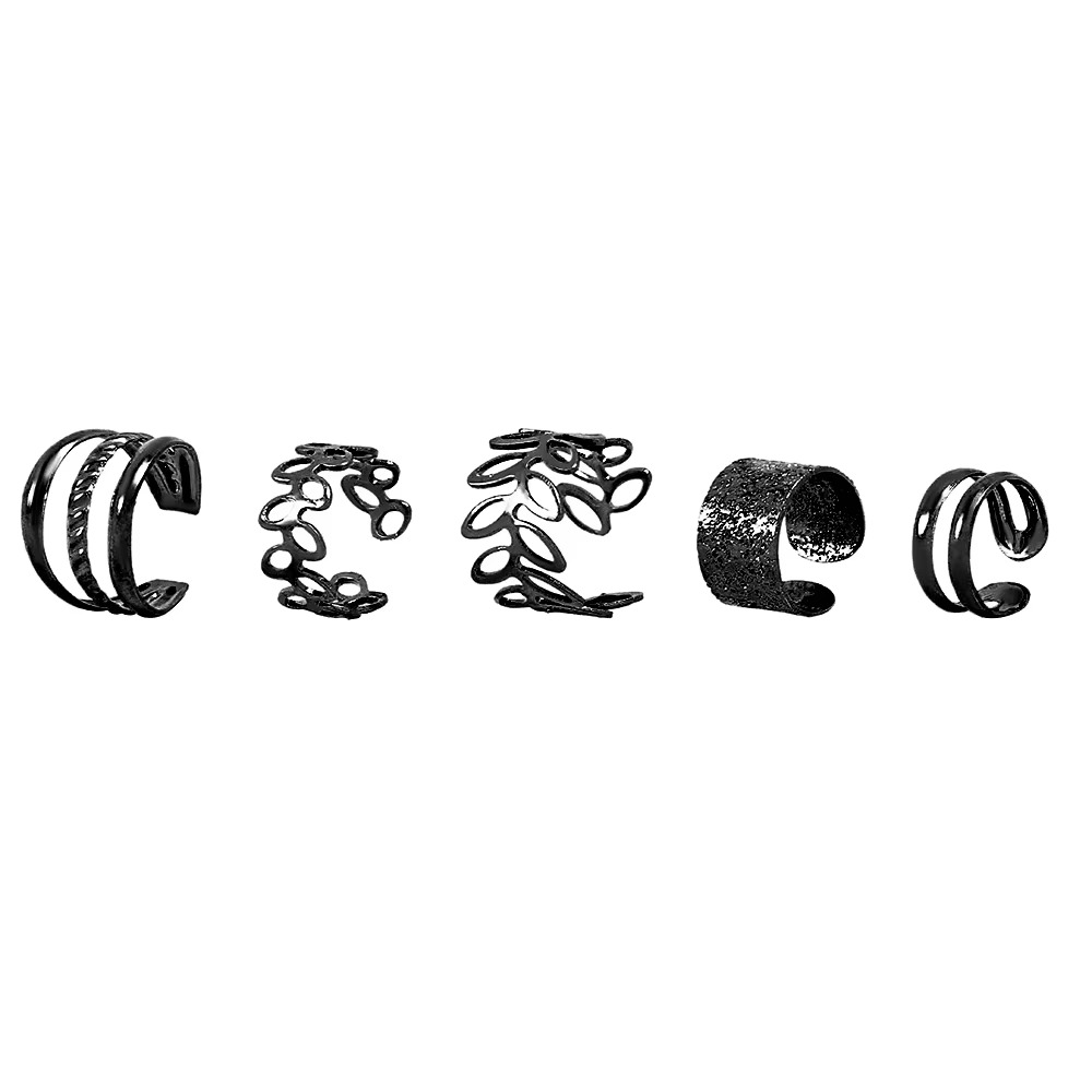 Damen Clip-On Ohrmanschetten Set Blattdesign 3