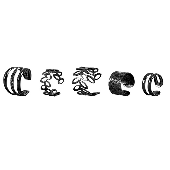 Damen Clip-On Ohrmanschetten Set Blattdesign 3