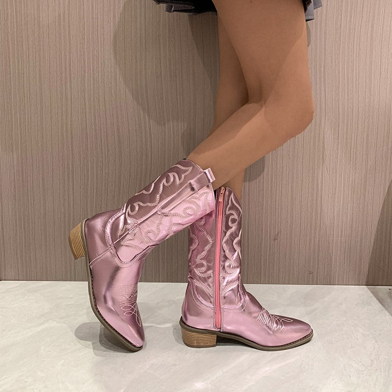 Damen Cowboy-Stiefel Metallic Stil 2