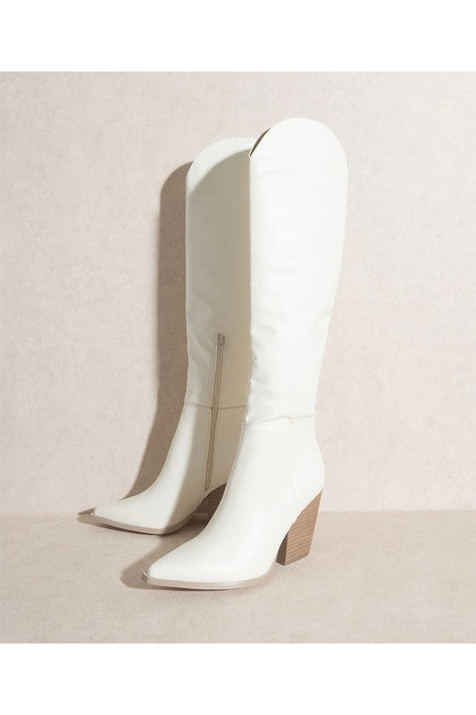 Damen Cowboy Stiefel Knöchelhoch Kunstleder Weiß 2