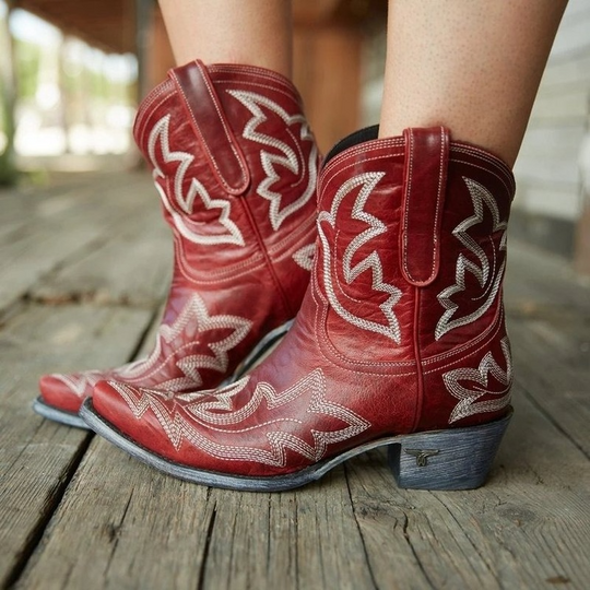 Damen Cowboystiefeletten Mid-Design mit Stickereien 4