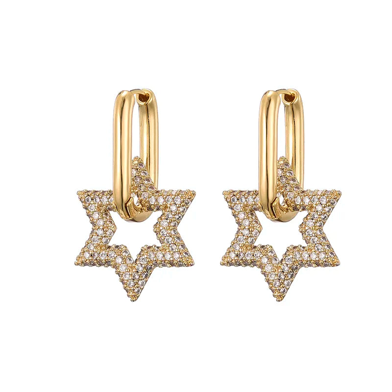 Damen Creolen mit Sternkristall Design 1