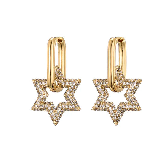 Damen Creolen mit Sternkristall Design 1