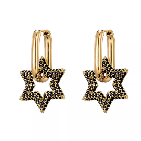 Damen Creolen mit Sternkristall Design 2