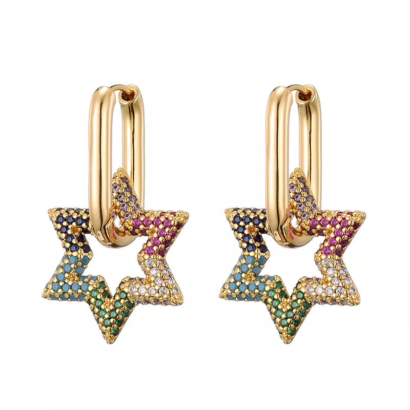 Damen Creolen mit Sternkristall Design 3