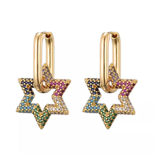 Damen Creolen mit Sternkristall Design 3