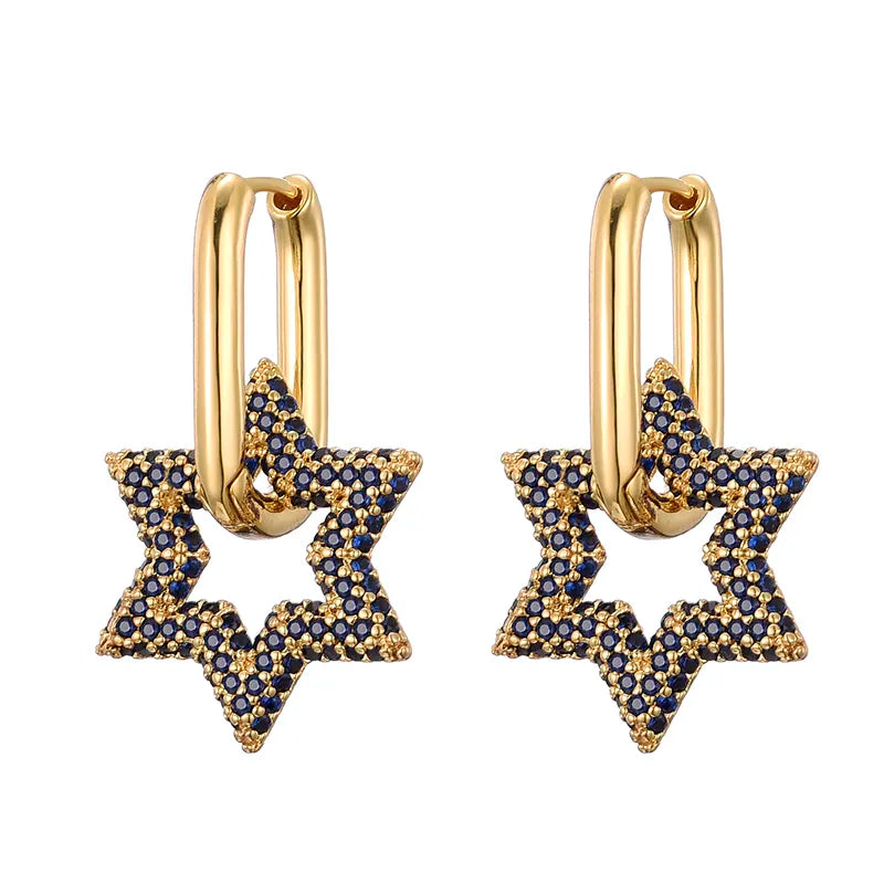 Damen Creolen mit Sternkristall Design 4