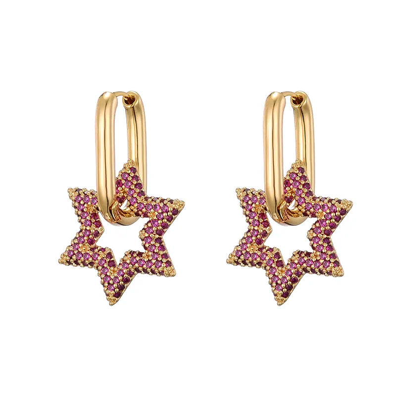 Damen Creolen mit Sternkristall Design 5
