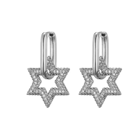 Damen Creolen mit Sternkristall Design 6