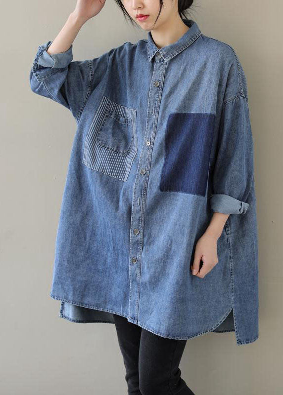 Damen Denim-Bluse mit Peter-Pan-Kragen 2
