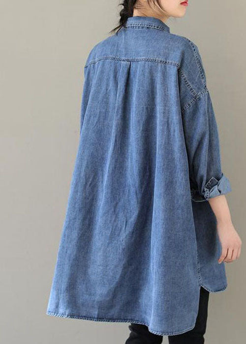 Damen Denim-Bluse mit Peter-Pan-Kragen 4
