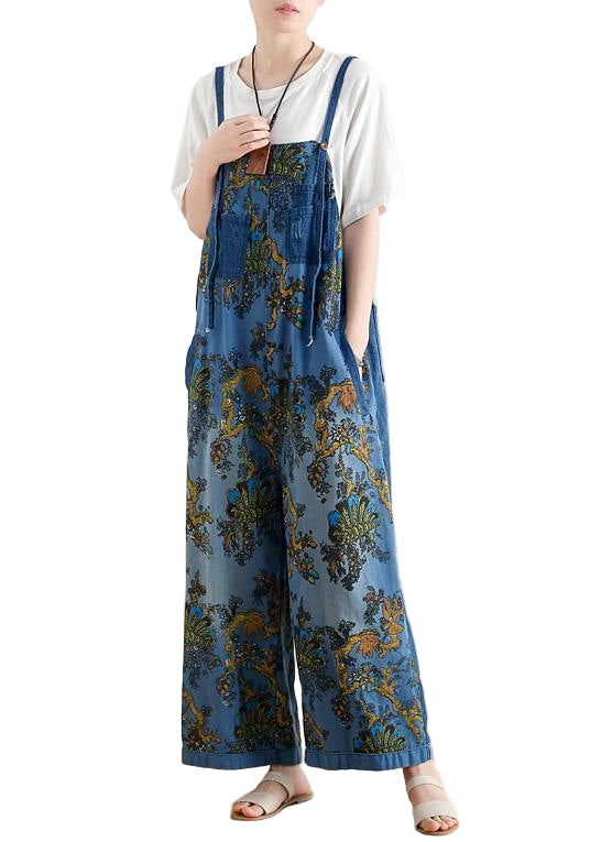 Damen Denim Overalls im Retro-Ethno-Stil 1
