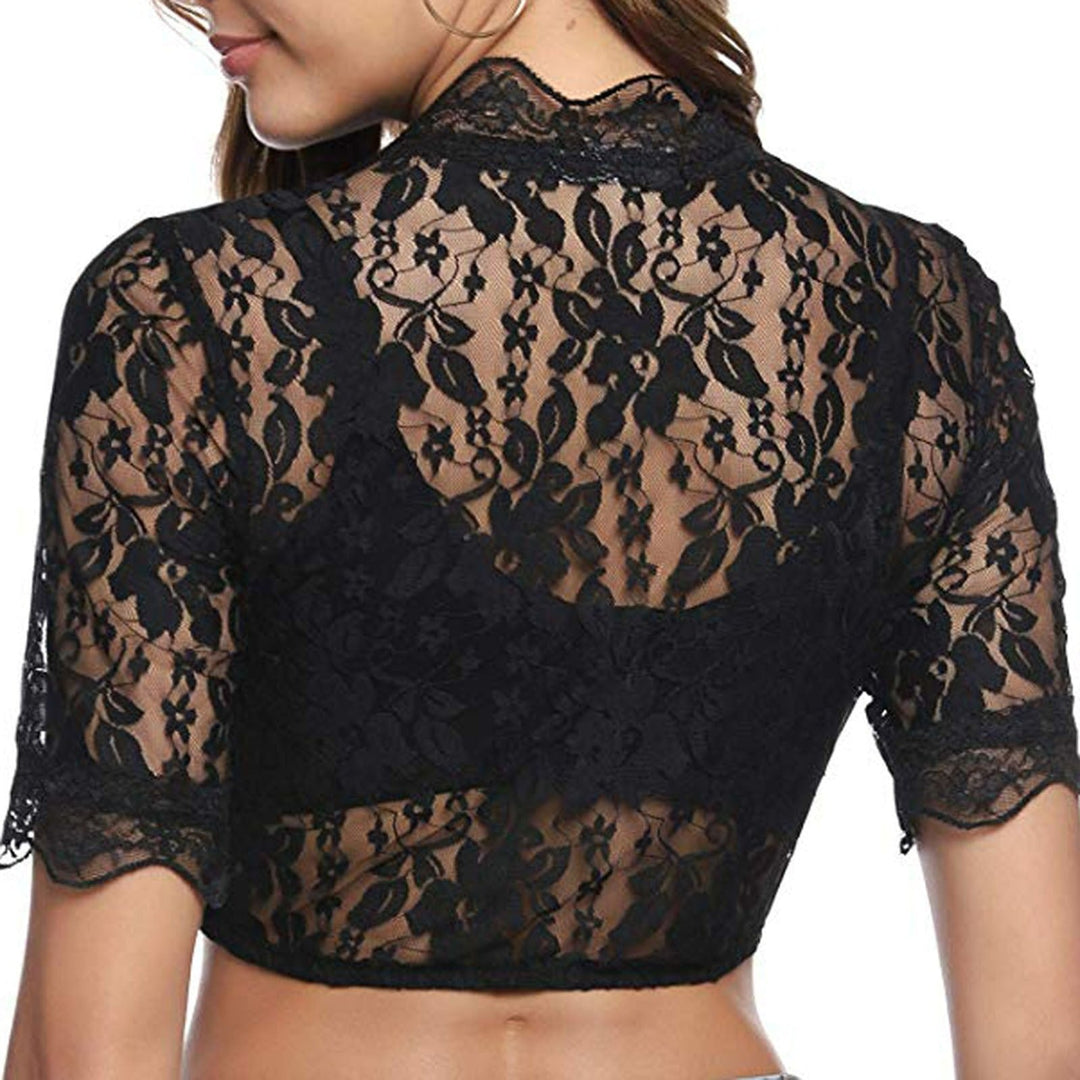 Damen Dirndlbluse Spitze Kurz 1