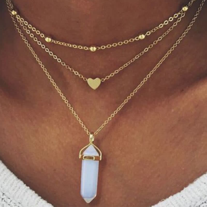 Damen Edelsteinkette Hexagonal 8
