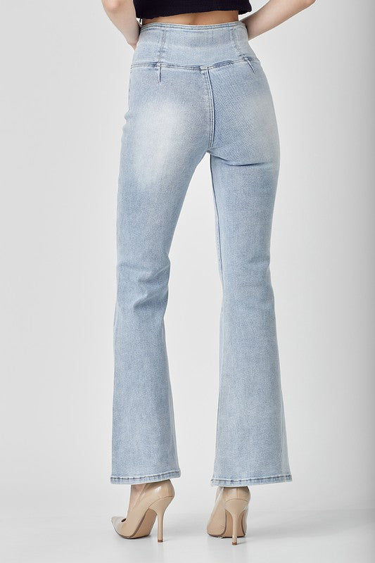 Damen Flair Jeans Hohe Taille Denim 3
