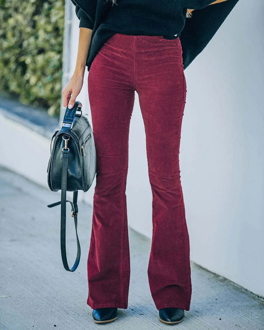 Damen Flared Hose Hohe Taille Stoffhose für Trendigen Look 6