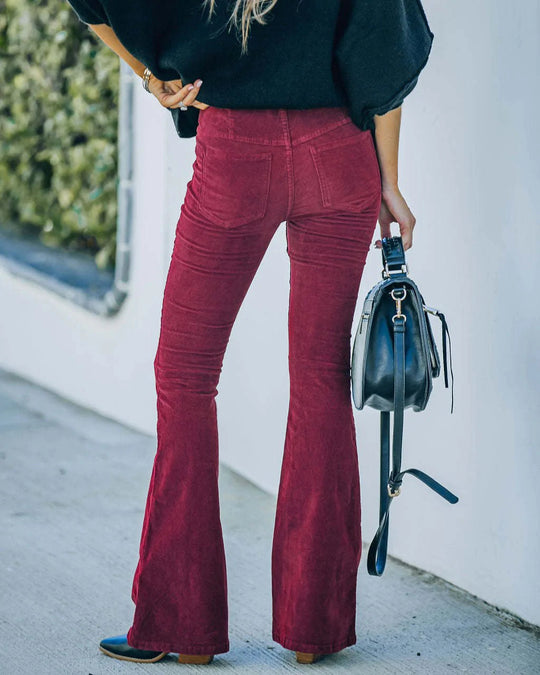 Damen Flared Hose Hohe Taille Stoffhose für Trendigen Look 7