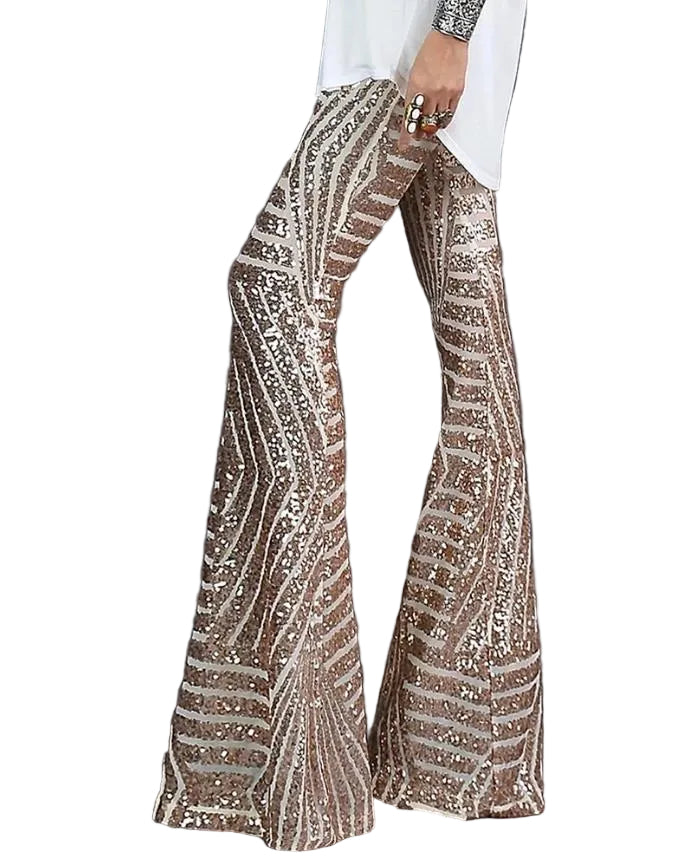 Damen Flared Hose mit Glitzer 0