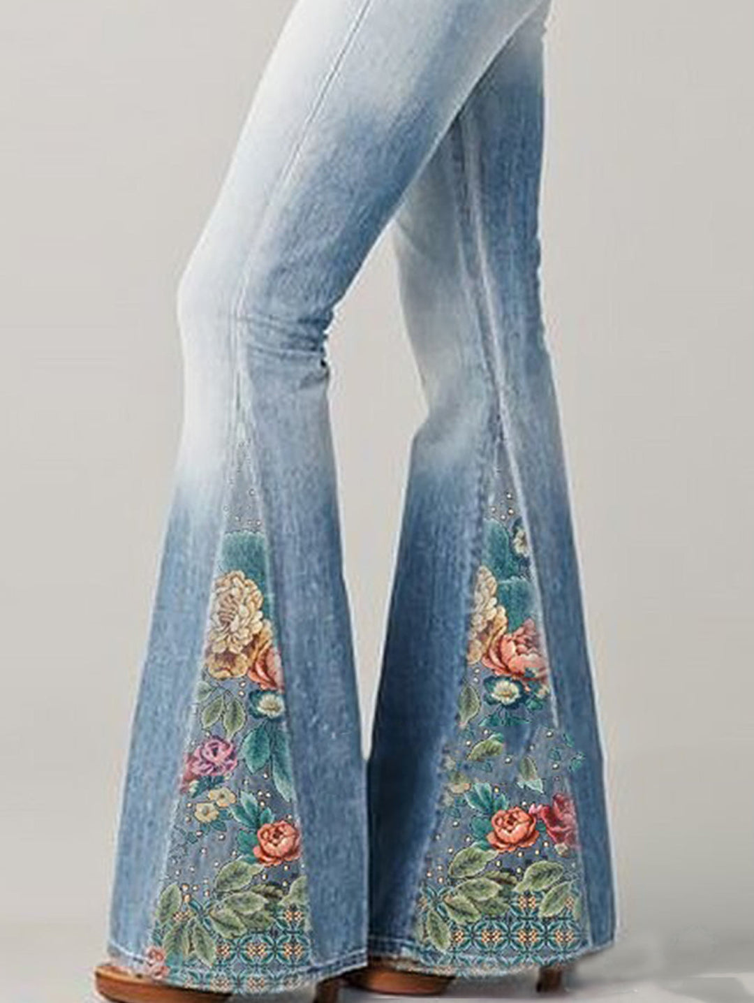 Damen Flared Jeans mit Blumenprint 6