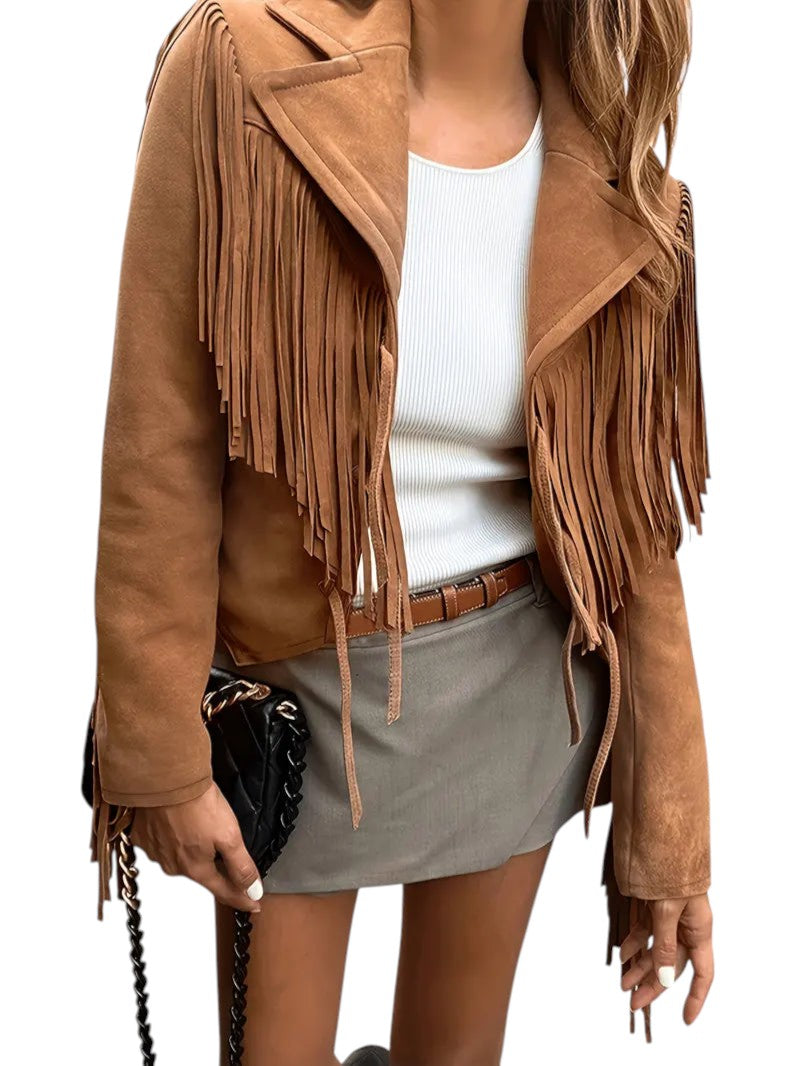Damen Fransenjacke im Boho-Stil 0