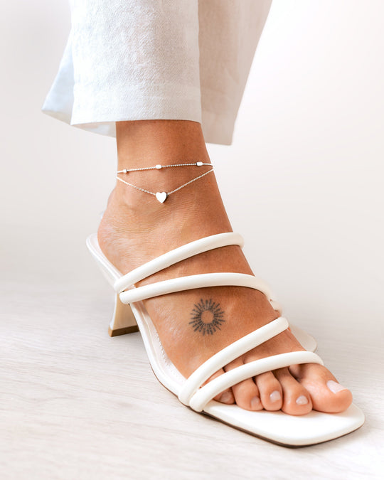 Damen Fußkettchen Herzdesign Doppelte Kette Verstellbar 5