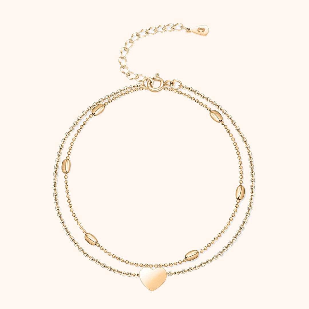 Damen Fußkettchen Herzdesign Doppelte Kette Verstellbar 6