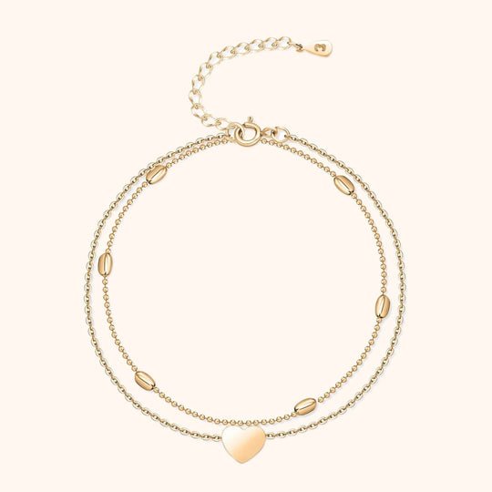 Damen Fußkettchen Herzdesign Doppelte Kette Verstellbar 6
